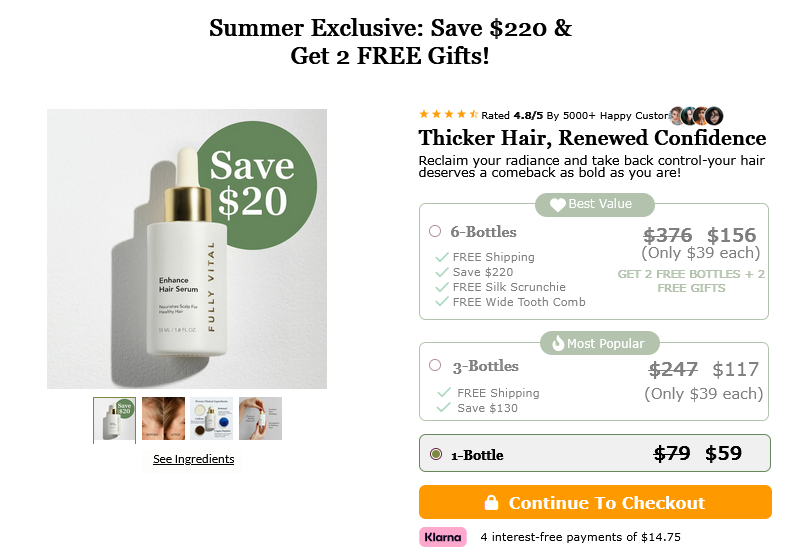 FullyVital Hair Serum 1 bottle