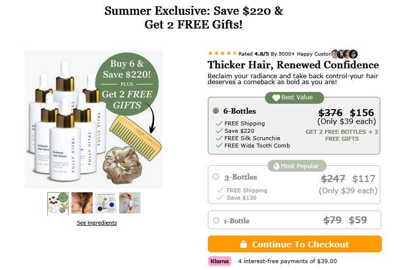 FullyVital Hair Serum 6 bottle